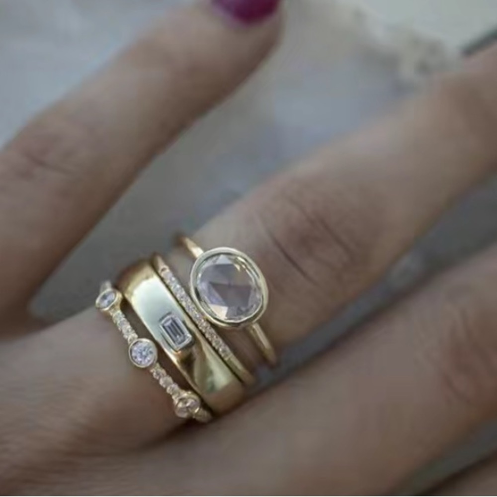 - 18k Gold Plated Stack Rings Size 7 - Picture 5 of 5
